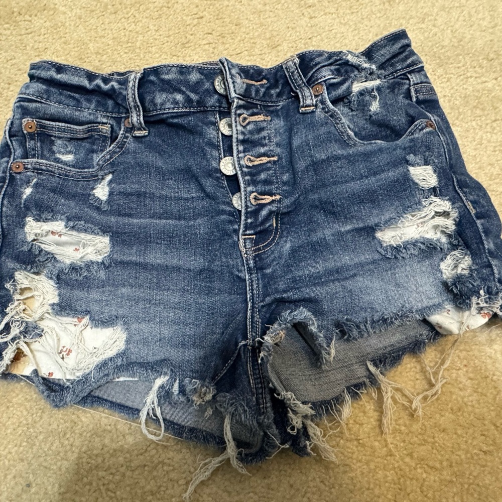 Distressed Blue Denim Shorts